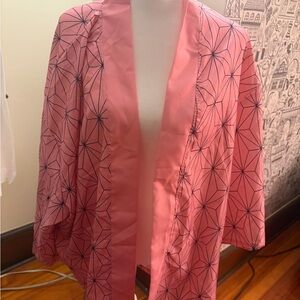 Chic Pink Women's Kimono with Geometric Design